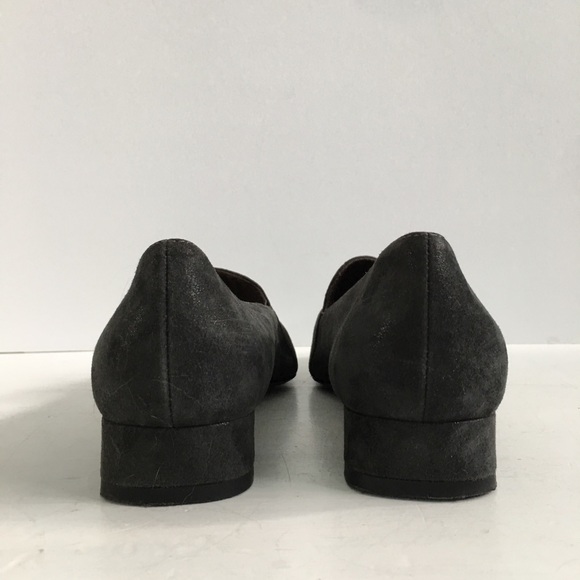 AGL Pointed Toe Gray Suede Loafer Block Heel - Picture 5 of 8